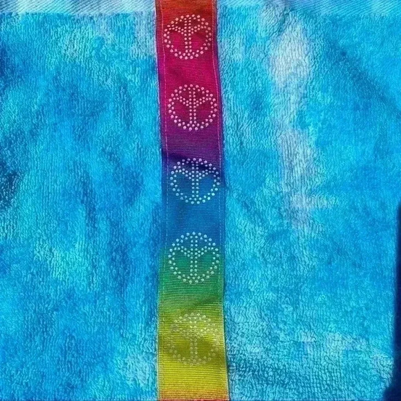 New Beach Towel Bag Surf Sun tie dye Wooden Handles Handmade - Picture 5 of 8